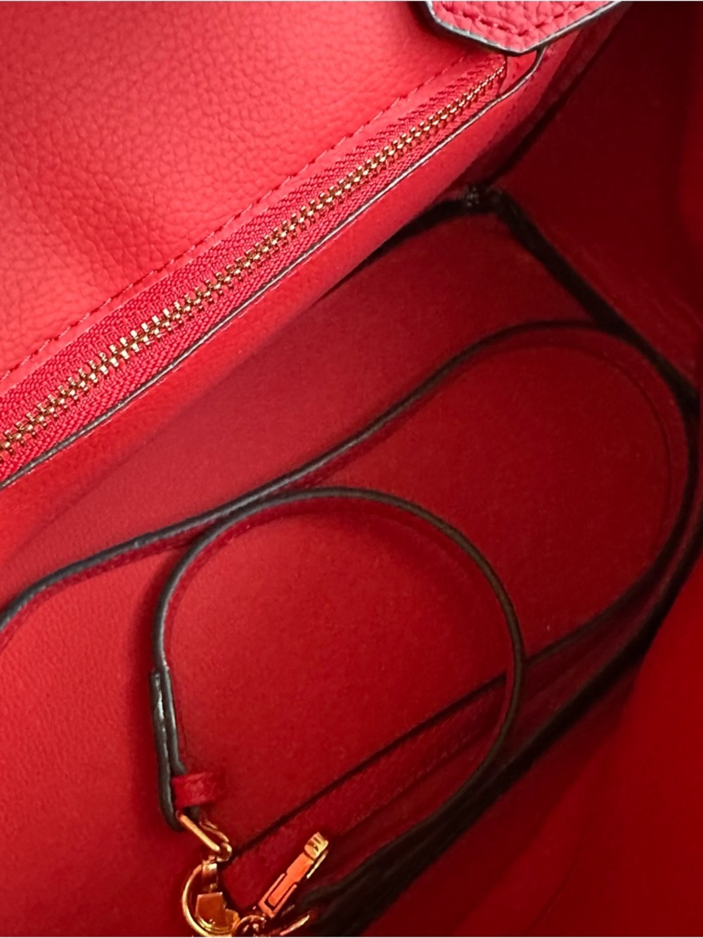 Red Structured Top Handle Bag | Gold Hardware | Statement Classic Style - Picture 7 of 13